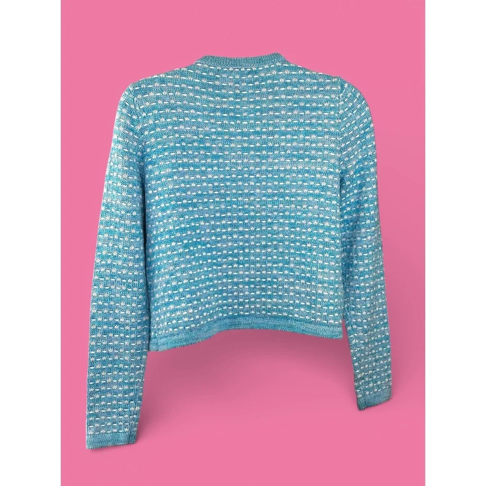 Lilly Pulitzer NWOT Kienna Woven Knit Cardigan Cumulus Blue Metallic XSmall - Picture 4 of 16